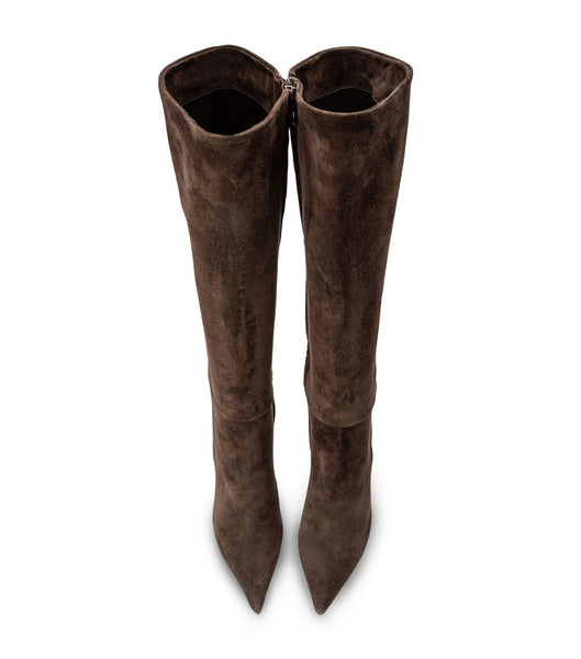 Botas de Tacon Tony Bianco Apollo Espresso Suede 10.5cm Chocolate | BECSO68617