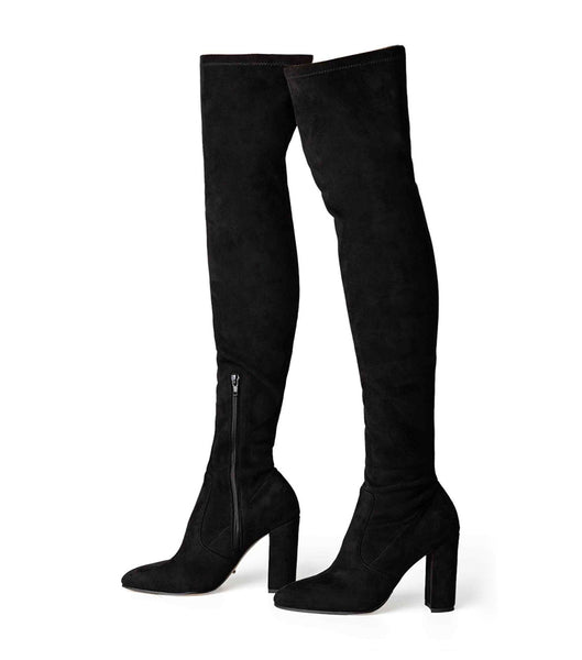 Botas de Tacon Tony Bianco Bloom Black Stretch Suede 9.5cm Negras | AECDF81376