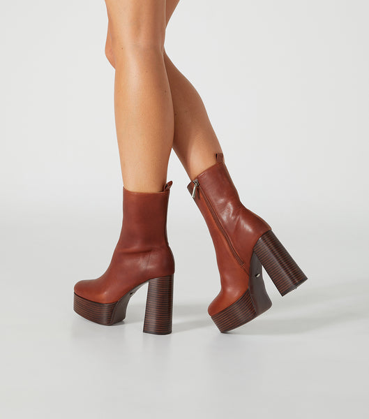 Botas de Tacon Tony Bianco Tyra Cognac 12cm Marrones | AECWC89298