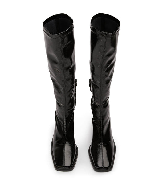 Botas hasta las rodillas Tony Bianco Damon Black Crinkle Patent 7.5cm Negras | DECKV76798