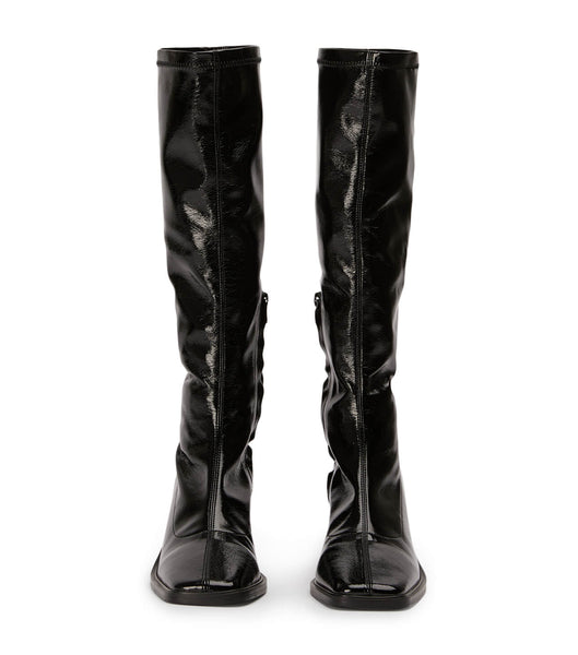 Botas hasta las rodillas Tony Bianco Damon Black Crinkle Patent 7.5cm Negras | DECKV76798