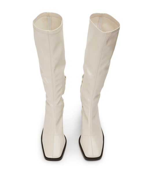 Botas hasta las rodillas Tony Bianco Damon Ecru Crinkle Patent 7.5cm Blancas | GECEC20365