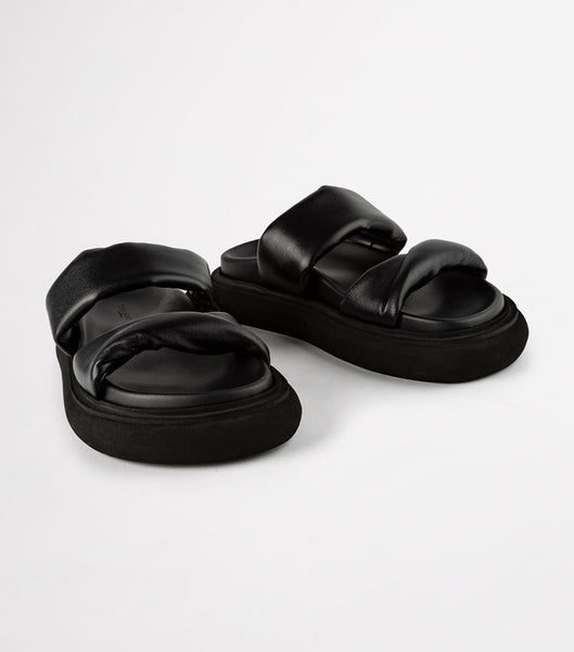 Chanclas Tony Bianco June Black Nappa 3cm Negras | ZECMJ17495