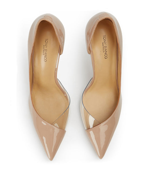 Court Shoes Tony Bianco Adore Coco Patent/Clear Vinylite 10.5cm Beige | ECNZX23923