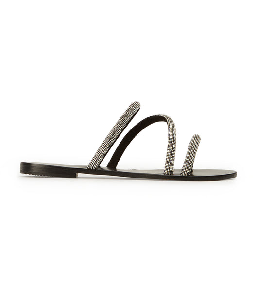 Flat Sandals Tony Bianco Fusion Crystal/Black Suede 1cm Negras | EECHC29861