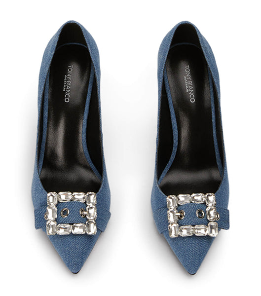 Tacones Brillantes Tony Bianco Abbey Washed Denim 10.5cm Azules | ECIIZ86341