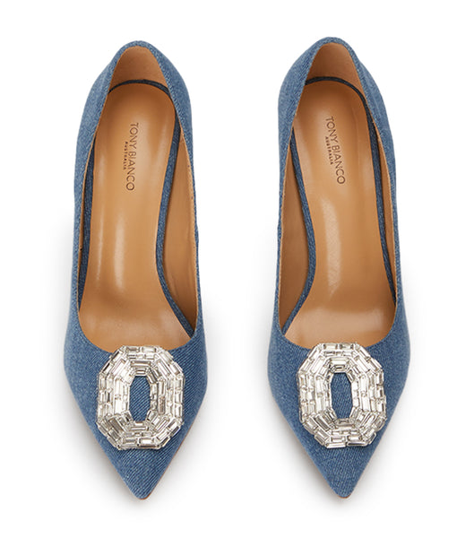 Tacones Brillantes Tony Bianco Alison Washed Denim 10.5cm Azules | ECDYB35361