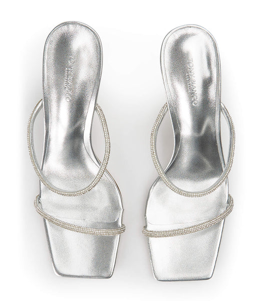 Tacones Brillantes Tony Bianco Chase Silver Nappa Metallic 8.5cm Plateadas Metal | TECPQ84971