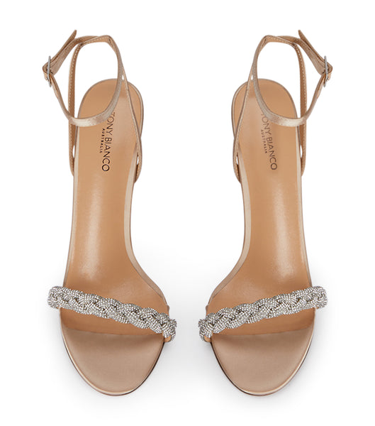 Tacones Brillantes Tony Bianco Kosta Nude Satin 11cm Beige | QECUV75208