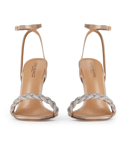 Tacones Brillantes Tony Bianco Kosta Nude Satin 11cm Beige | QECUV75208