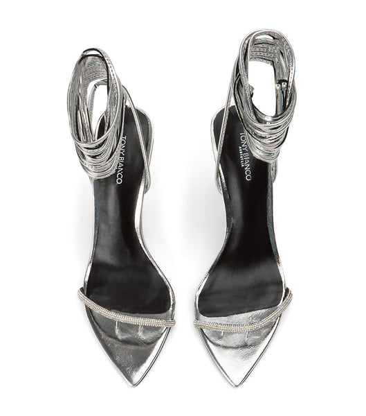 Tacones Brillantes Tony Bianco Makai Silver Foil 10.5cm Plateadas | GECEC21003