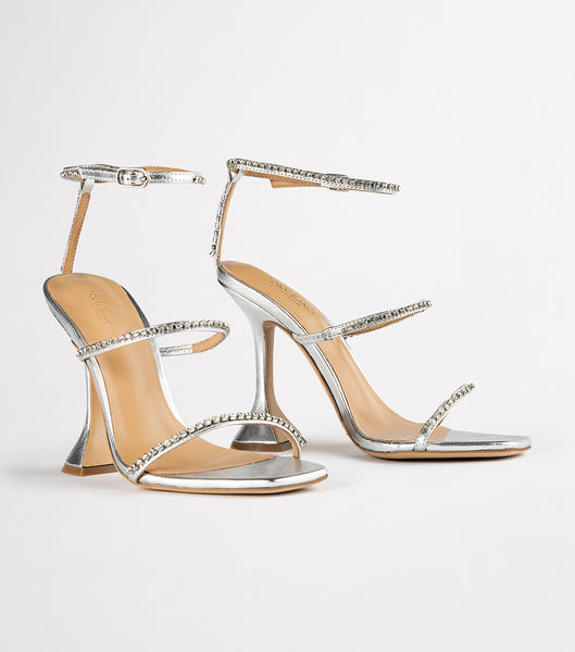 Tacones Brillantes Tony Bianco Shy Silver Nappa Metallic 10.5cm Plateadas Metal | SECVO47237