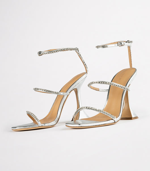 Tacones Brillantes Tony Bianco Shy Silver Nappa Metallic 10.5cm Plateadas Metal | SECVO47237