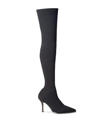 Botas de Tacon Tony Bianco Kori Black Sock Knit 9.5cm Negras | ECEGJ43486