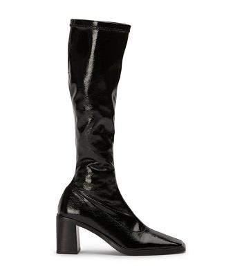 Botas hasta las rodillas Tony Bianco Damon Black Crinkle Patent 7.5cm Negras | DECKV76798