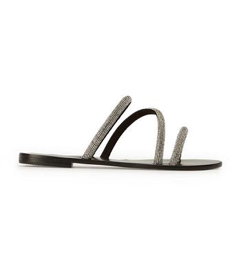 Flat Sandals Tony Bianco Fusion Crystal/Black Suede 1cm Negras | EECHC29861